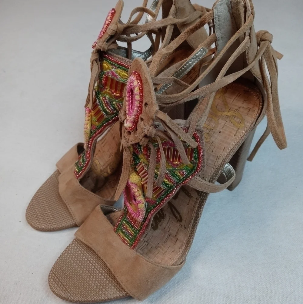 SAM EDELMAN Brown Leather ‘Yvette’ Embellished mir